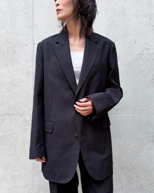 AURALEE / WOOL COTTON LINEN OX JACKET / BLACK / A26SJ04WD