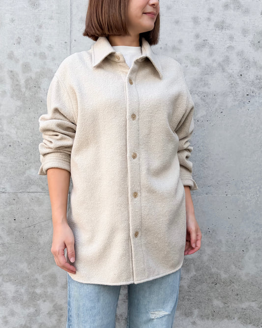 AURALEE / HOMESPUN TWEED SHIRT BLOUSON / IVORY BEIGE / A26AS05HT /