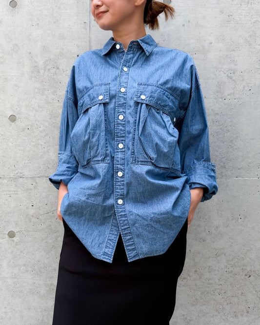 KATHARINE HAMNETT / DENIM PARACHUTE SHIRT / L.BLUE  / TKH-S90