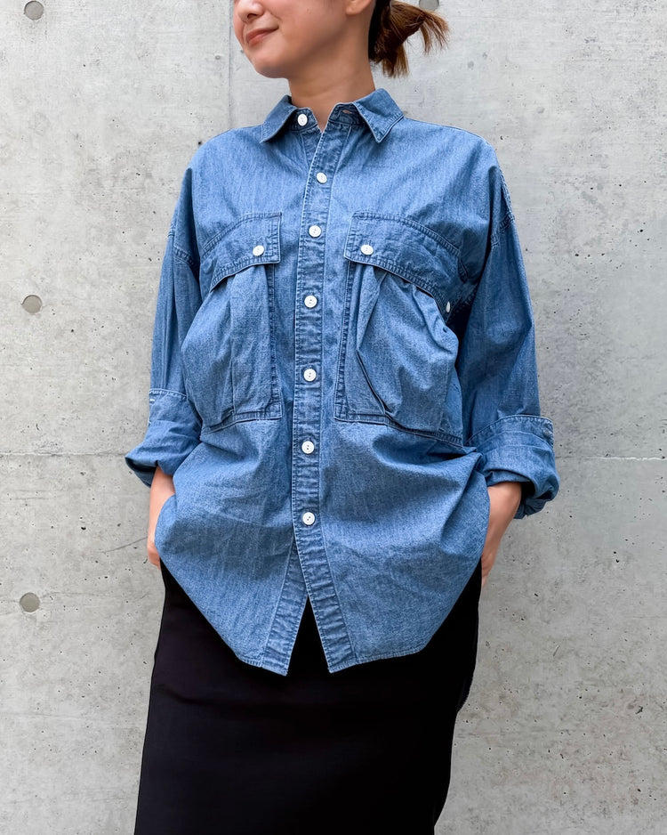 KATHARINE HAMNETT / DENIM PARACHUTE SHIRT / L.BLUE  / TKH-S90