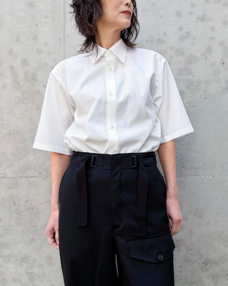 AURALEE / WASHED FINX TWILL HALF SLEEVED SHIRT / WHITE / A26SS05TN