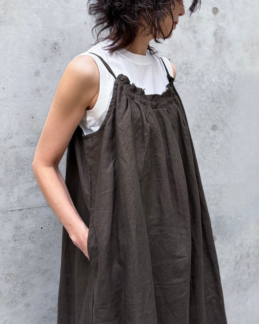 WALANCE / natural dye linen camisole dress / BLACK / 3261-10145