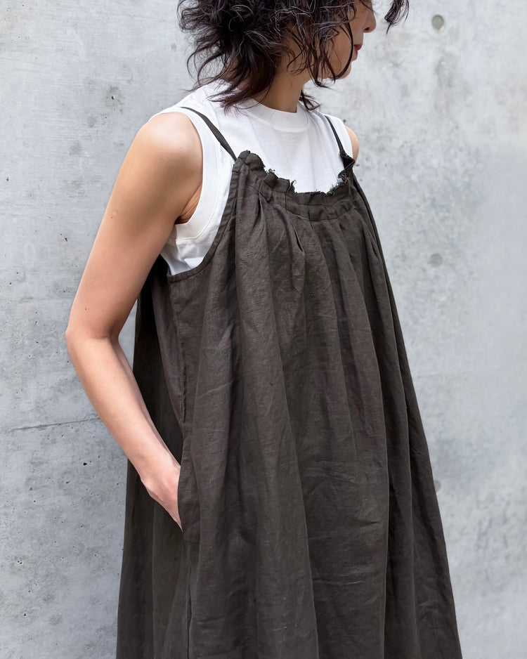 WALANCE / natural dye linen camisole dress / BLACK / 3261-10145