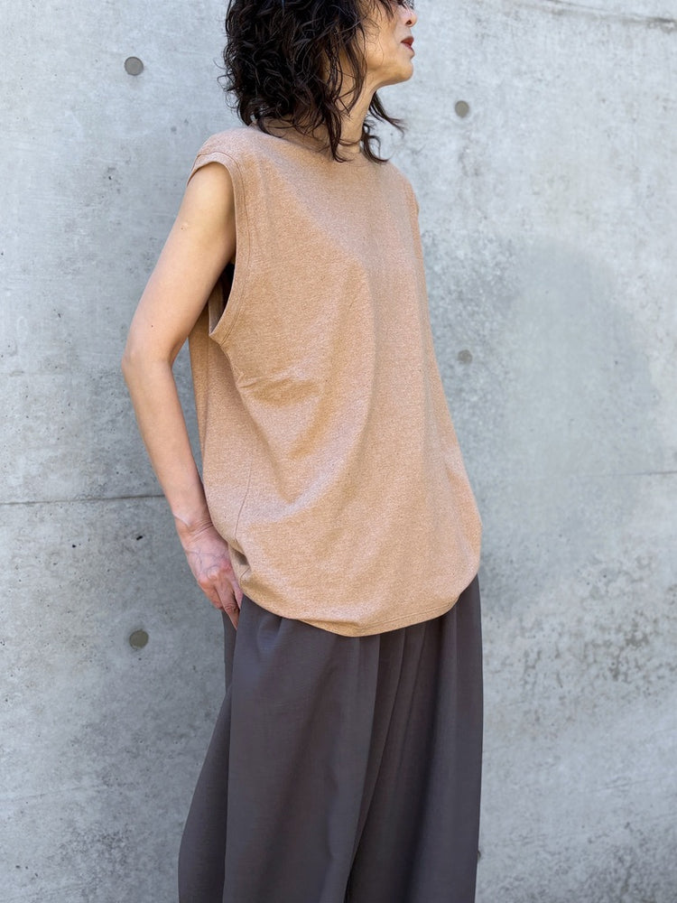 INSCRIRE / Raffi Gauze Sleeveless Teet / PINK BROWN / I26SSCUT11