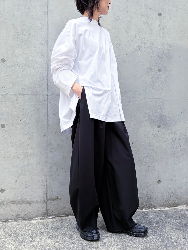 någonstans / slit flare long-sleeves t-shirt / Salt / 470JS880-0321