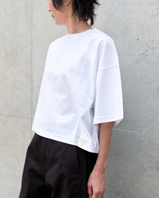 HYKE / CROPPED SHORT-SLV TEE / BIG FIT（6.5OZ） / WHITE / 12453