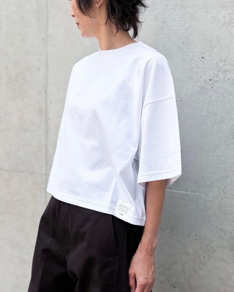 HYKE / CROPPED SHORT-SLV TEE / BIG FIT（6.5OZ） / WHITE / 12453
