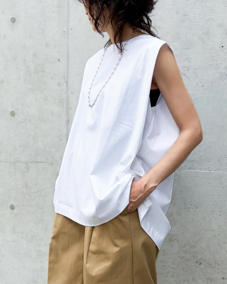 ADAWAS / DRY COTTON JERSEY FLARED TANK / WHITE / ADWS-507-38