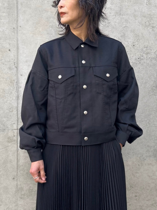 HYKE / OXFORD BALLOON SLEEVE JACKET TYPE3 REGULAR FIT / BLACK / 17570