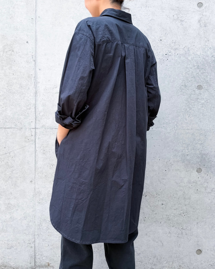 KATHARINE HAMNETT / LONGLENGTH WASHIED OUT SHIRT / NAVY  / 26A-TKH-11