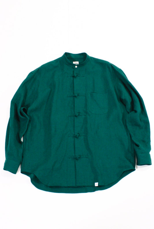 BEDWIN & THE HEARTBREAKERS / L/S CHINA BIG SHIRT "SUNG"・GREEN・24SB1721