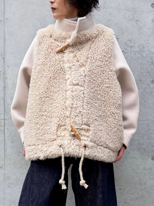 HYKE / DOUBLE FACE FAUX SHEARLING DUFFEL JACKET / CREAM / 17549