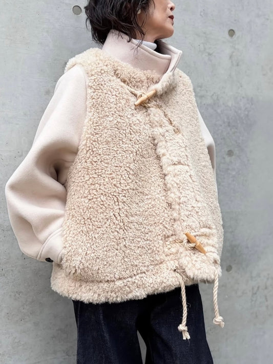 HYKE / DOUBLE FACE FAUX SHEARLING DUFFEL JACKET / CREAM / 17549