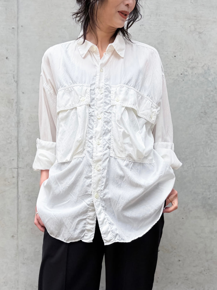 KATHARINE HAMNETT / PARACHUTE LONG TAIL SHIRT / WHITE / TKH-S90