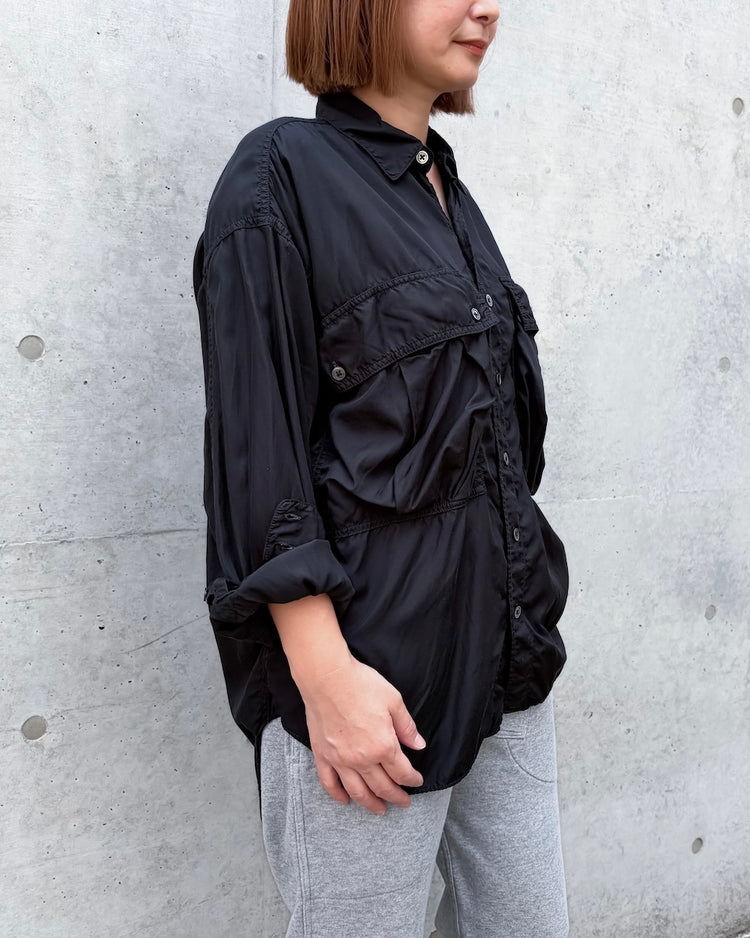 KATHARINE HAMNETT / PARACHUTE LONG TAIL SHIRT / BLACK / TKH-S90
