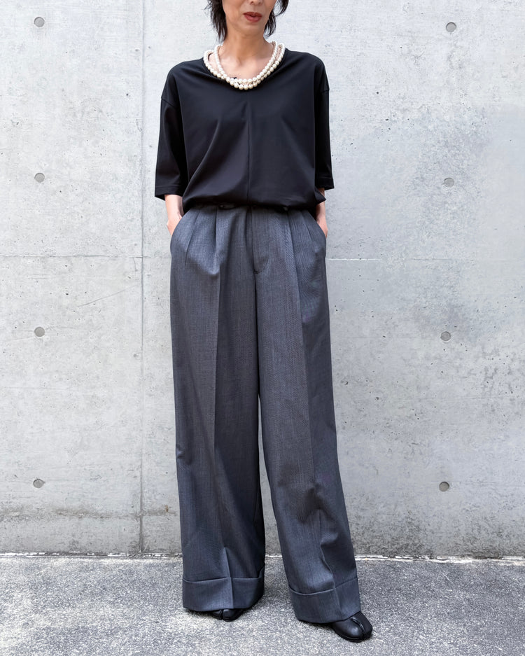 JUNYA WATANABE / ウールサージ ワイドパンツ / GRAY / JR-P024