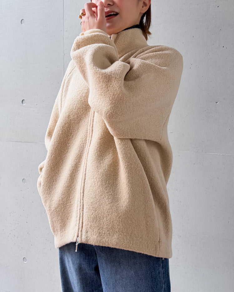 WALANCE / BOUCLE KNIT ZIP BLOUSON / IVORY / 3263-01544