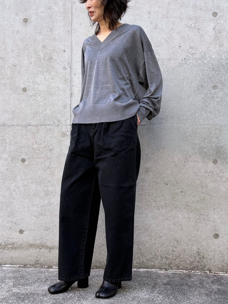 CINOH / SILK KNIT V/N PO / GRAY / E-50-048