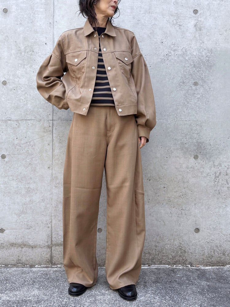 HYKE / OXFORD BARREL LEG JEANS / BEIGE / 13387