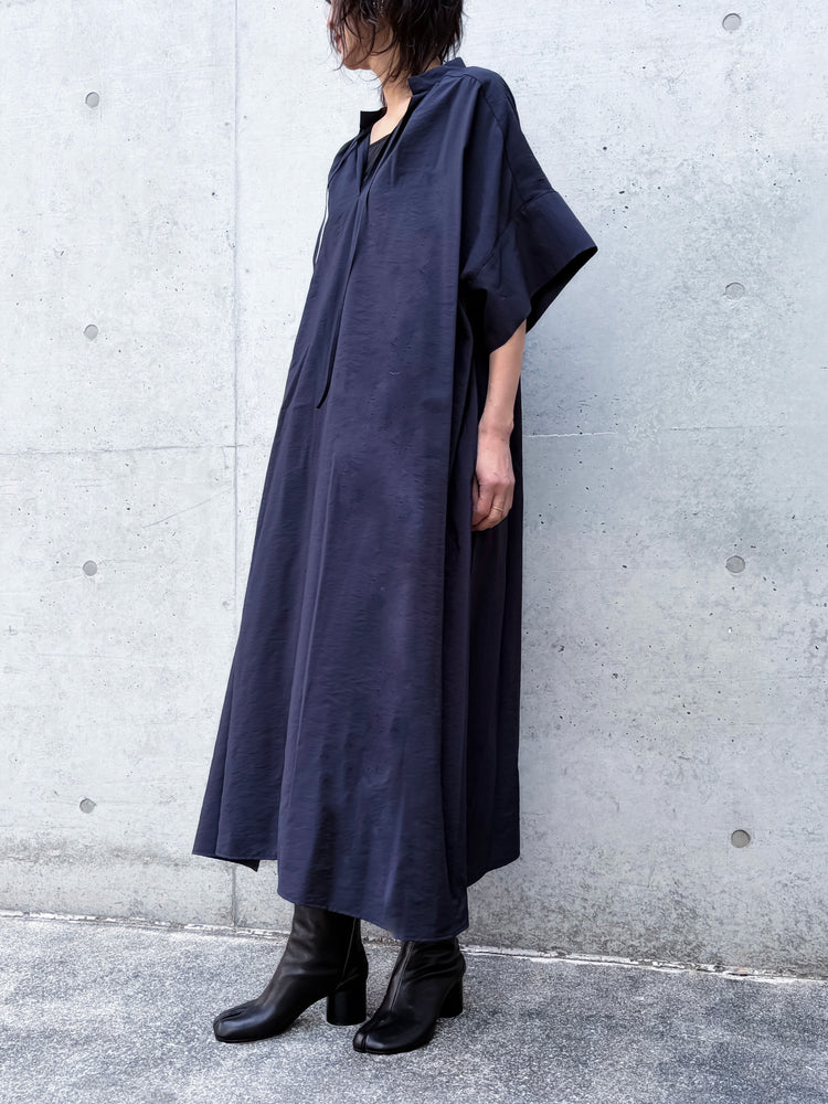 08sircus / Modal silk gather neck dress / navy / S26SS-DR03
