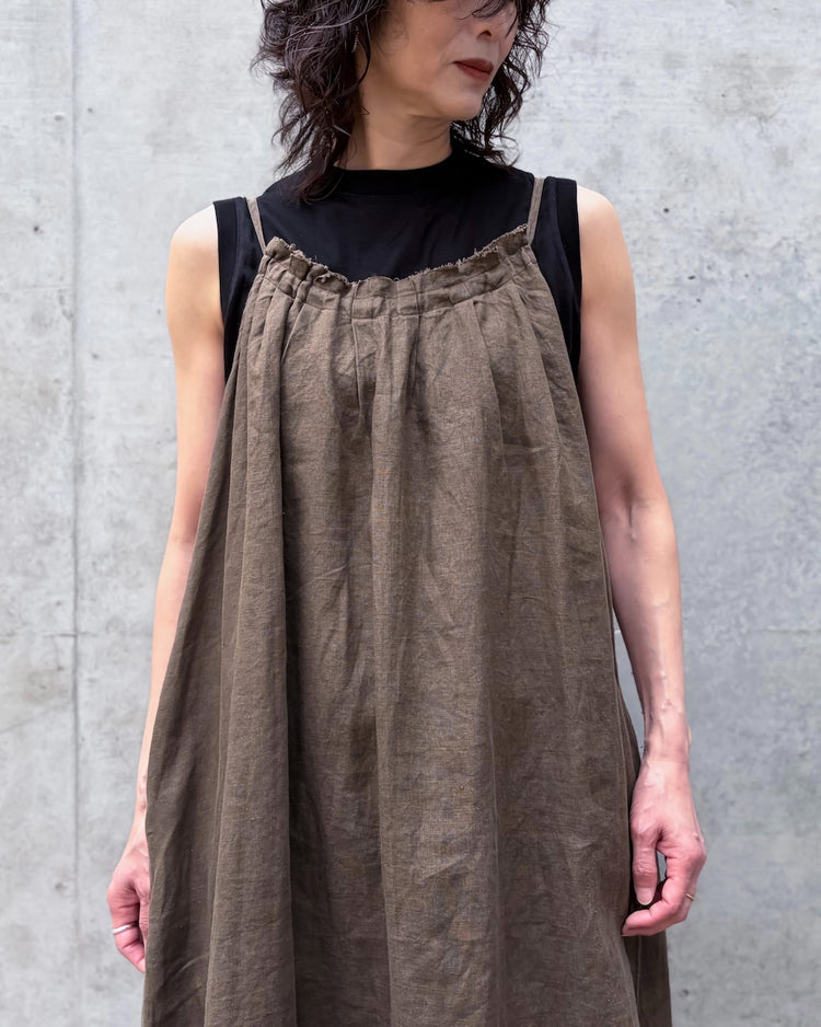 WALANCE / natural dye linen camisole dress / BROWN / 3261-10145