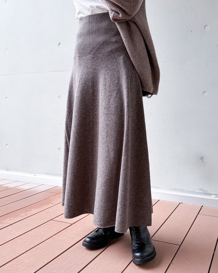 WALANCE / MERINO WOOL FLARE SKIRT / MOCHA / 263-008