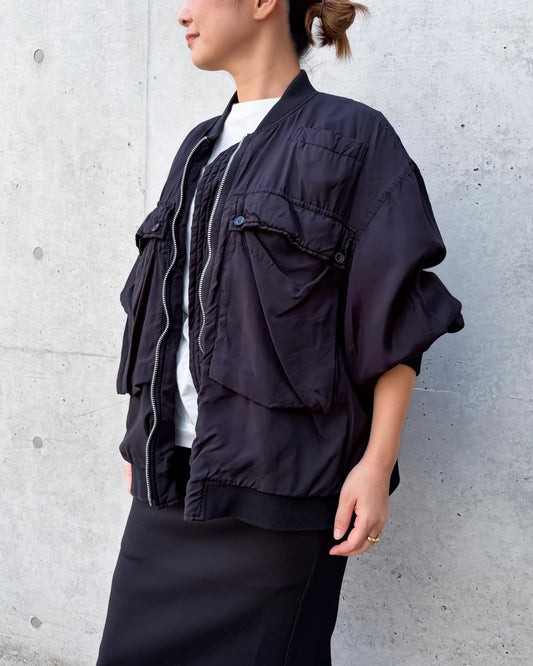 KATHARINE HAMNETT / CUPURO/SILK/REYON PADED BOMBER / BLACK / 26A-KHSB-90