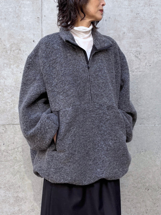 CLANE / SLIVER HALF ZIP TOPS / GRAY /  19105-1422