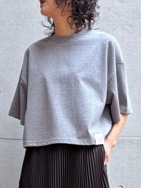 HYKE / CROPPED SHORT-SLV TEE BIG FIT / T.GRAY / 12438