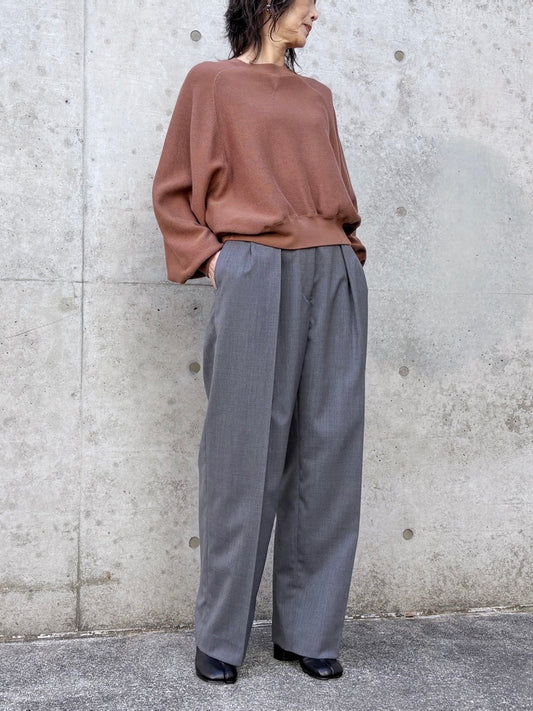GALERIE VIE / コットンナイロンスエットニット クルーネックプルオーバー / BROWN / 23026102010