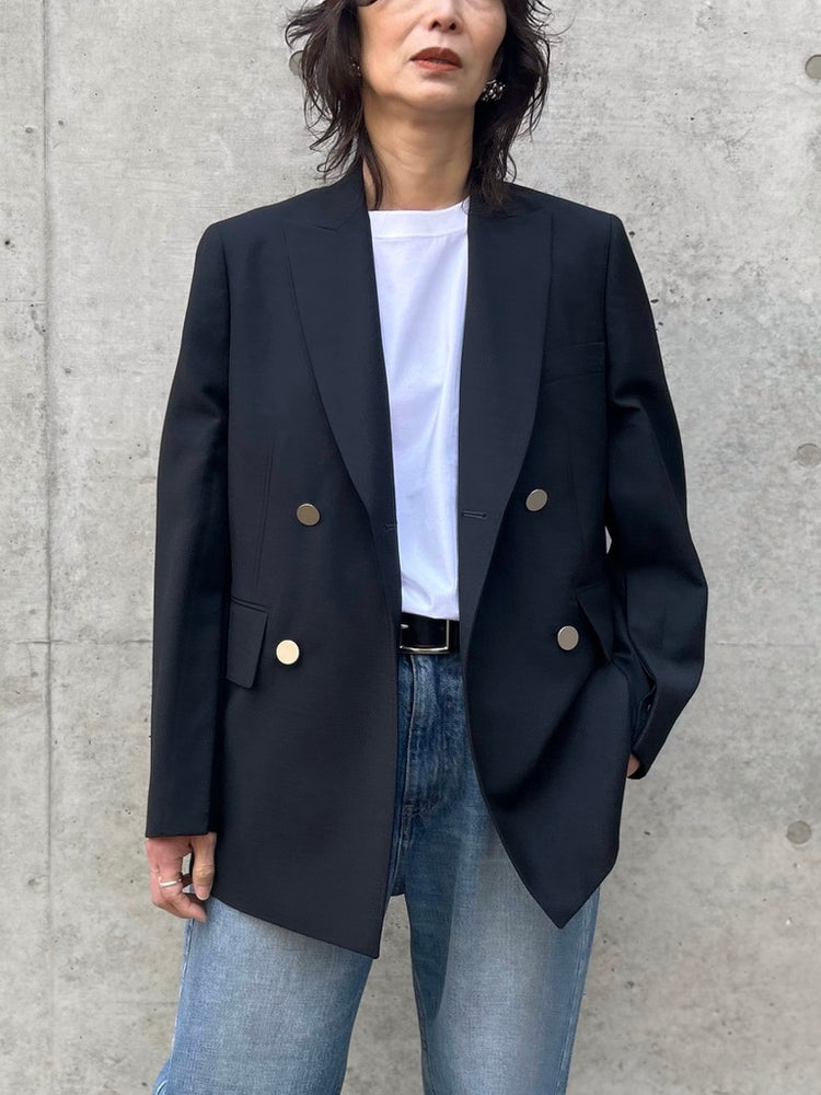 HYKE / W/M DOUBLE-BREASTED BLAZER / BLACK / 17562
