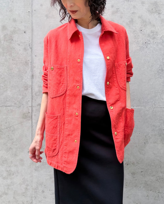 AURALEE / WOOL COTTON LINEN OX WORK JACKET / RED ORANGE / A26SB02DO