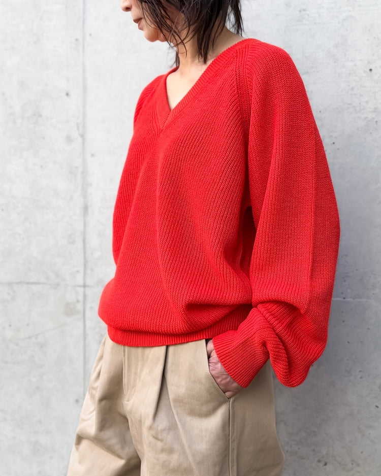 THE SHINZONE / C/L V-NECK KNIT PULLOVER / RED / 26SMSNI05