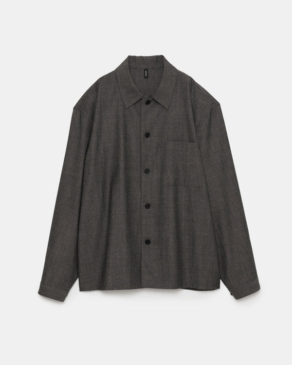 08sircus / Wool viscose chambray over shirt / charcoal / S26AW-SH04