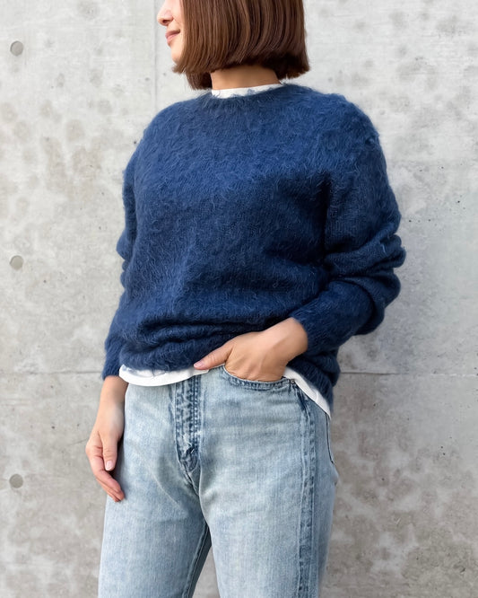 AURALEE / BRUSHED SUPER KID MOHAIR KNIT P/O / LIGHT NAVY/ A26P04KM /