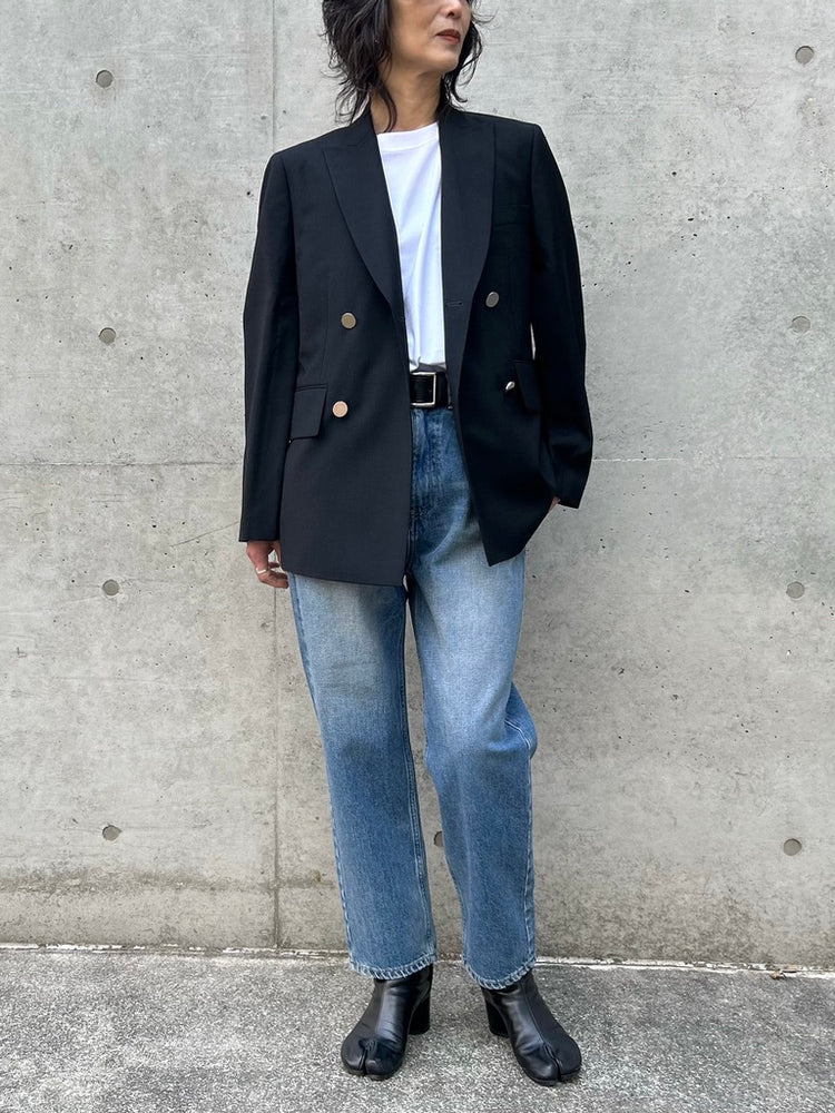 HYKE / W/M DOUBLE-BREASTED BLAZER / BLACK / 17562