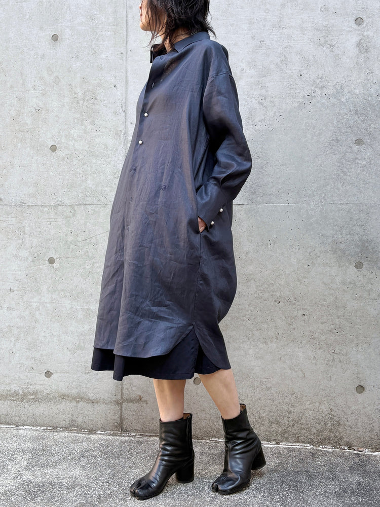 MADISONBLUE / OVERSIZED SPLIT TUCK OP LINEN / NAVY / MB261-4007