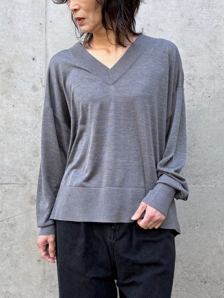 CINOH / SILK KNIT V/N PO / GRAY / E-50-048