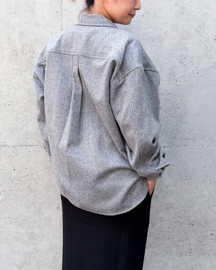 KATHARINE HAMNETT / RECYCLE WOOL  SHIRT OUTER / L.GRAY  / 26A-TKSJK-02