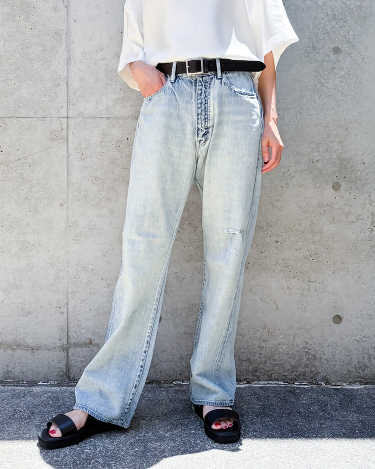 AURALEE / FADED SELVEDGE LIGHT DENIM PANTS / LIGHT INDIGO / A25P05DE