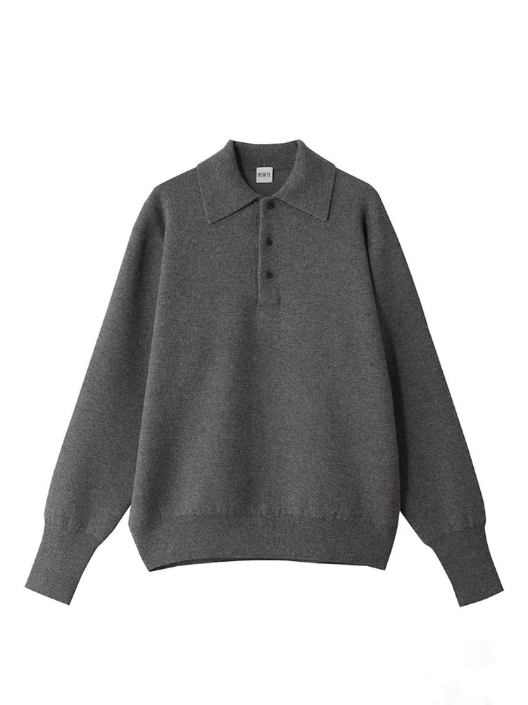 BOWTE / WOOL CASHMERE MELANGE POLO KNIT / Quarry gray / 262-03-0004