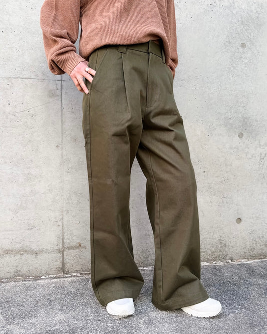 THE SHINZONE / COTTON TWILL WIDE PANTS / KHAKI / 26SMSPA07
