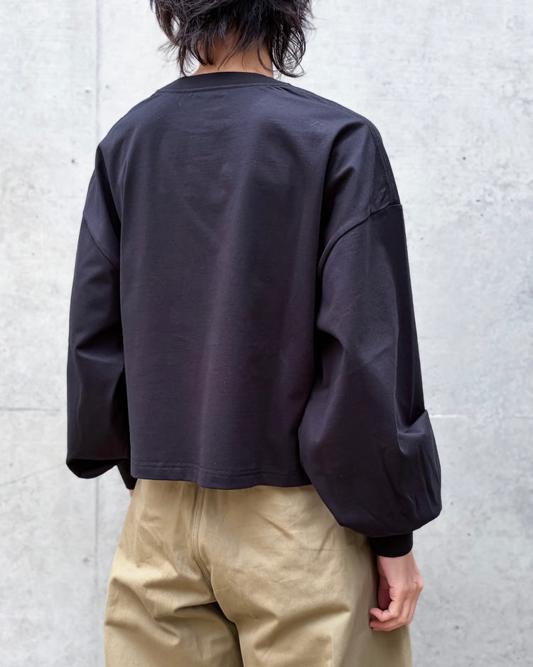 HYKE / CROPPED LONG-SLV TEE BIG FIT(6.5oz) / BLACK / 12454