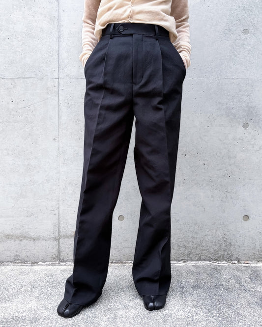 AURALEE / WOOL COTTON LINEN OX ONE-TUCK SLACKS / BLACK / J26SP05WO