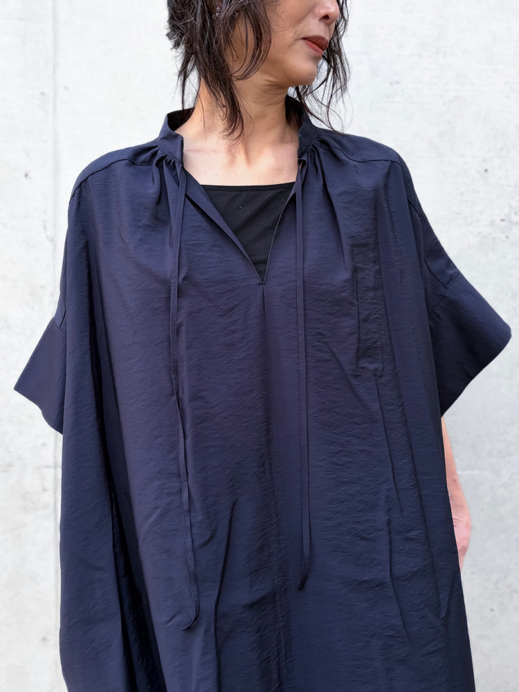 08sircus / Modal silk gather neck dress / navy / S26SS-DR03
