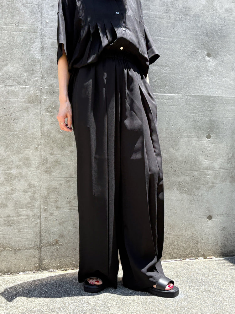 ENFÖLD / BOX PLEATS WIDE-PANTS / BLACK / 300JA431-0571