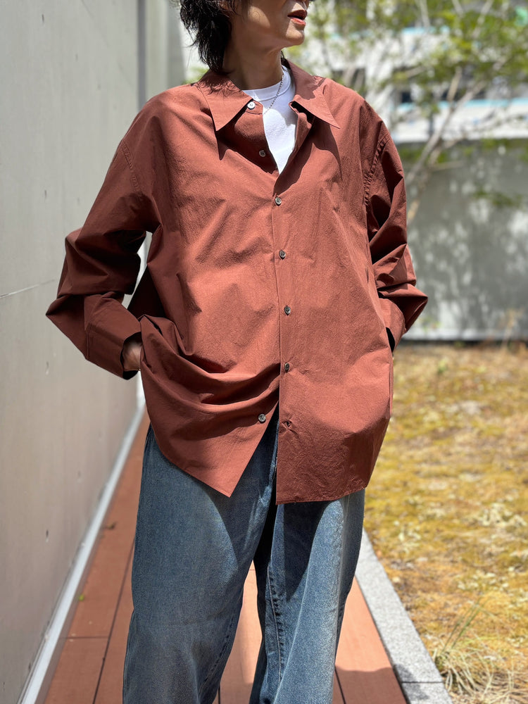 SOPHIE TALKS ABOUT THE WEATHER / OVER SIZE SHIRT / BROWN / COM-26F-SH03