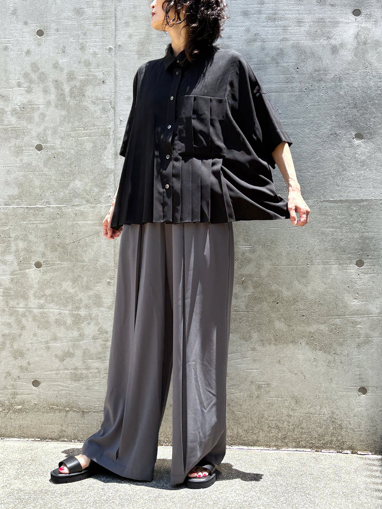 ENFÖLD / BOX PLEATS WIDE-PANTS / GRAY / 300JA431-0571