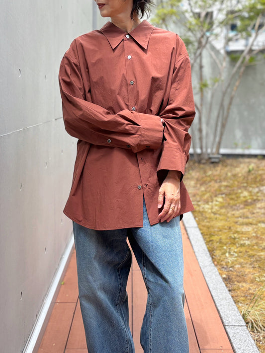 SOPHIE TALKS ABOUT THE WEATHER / OVER SIZE SHIRT / BROWN / COM-26F-SH03