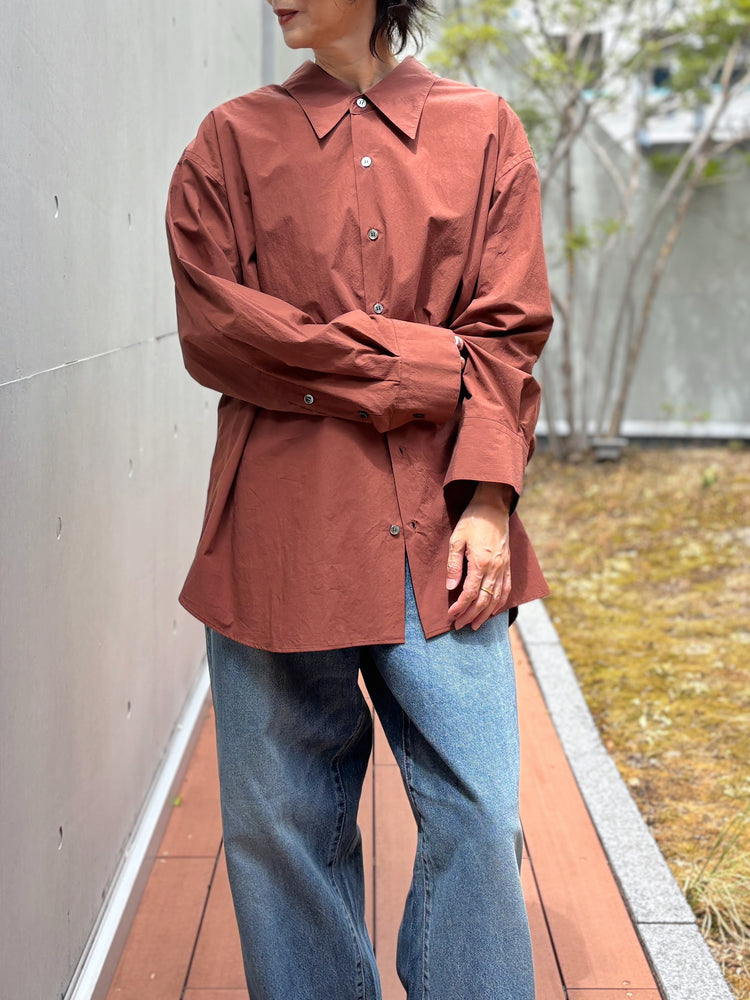 SOPHIE TALKS ABOUT THE WEATHER / OVER SIZE SHIRT / BROWN / COM-26F-SH03